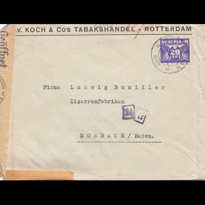 Niederlande: 1942: Rotterdam nach Mosbach OKW Zensur