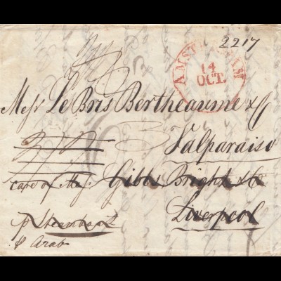 Niederlande: 1831: Amsterdam nach Liverpool - Valparaiso/Chile