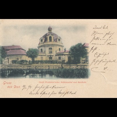 Österreich: 1898: Ansichtskarte Dux nach Oberwiesenthal
