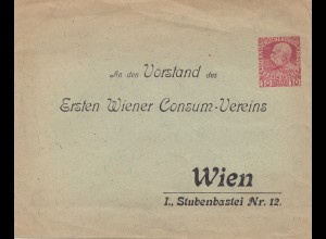 Ganzsachenumschlag adressiert nach Wien - Consum Verein