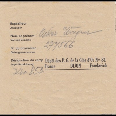 Österreich: 1946: Kriegsgefangenen Post von Frankreich, mit Textinhalt