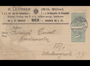 Österreich: 1911: Buchhandlung Adressteil als Ganzsache Wien