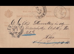 Österreich: 1890: Ganzsache Prezid nach Wien