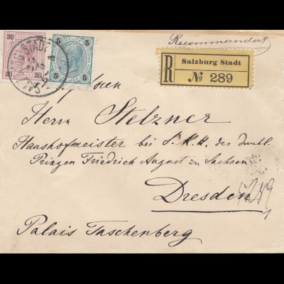 Österreich: 1901: Einschreiben Salzburg nach Dresden