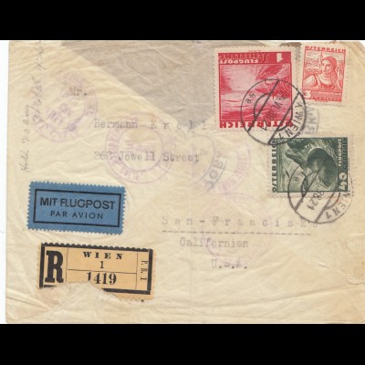 Österreich: 1938: Einschreiben - Flugpost Wien nach USA