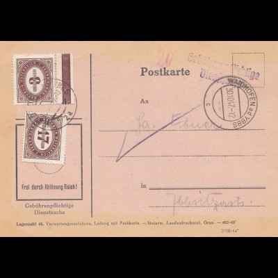 Österreich: 1947: Postkarte Wandhofen an der Ybbs, Dienstsache
