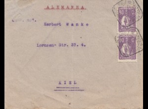 Portugal: 1924 Brief nach Kiel