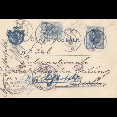 Rumänien: 1899: Iasi nach Berlin