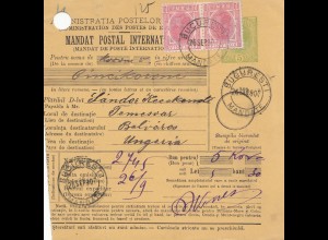 Rumänien: Mandat Postal International 1907: Bucuresti nach Ungarn