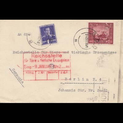 Rumänien: 1941: Bod nach Berlin: Reichsstelle Tiere/Erzeugnisse