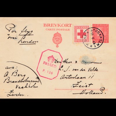 Schweden: 1945: Rotes Kreuz Stockholm nach Holland - Zensur