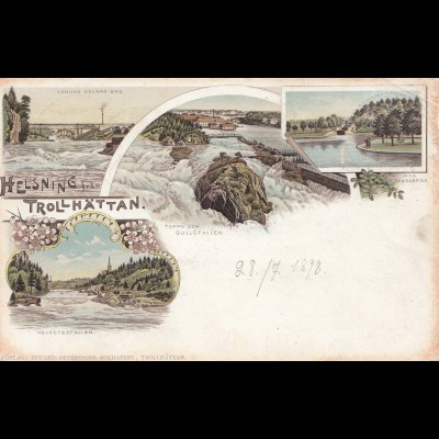 Schweden: 1898: Ansichtskarte Helsing Trollhättan