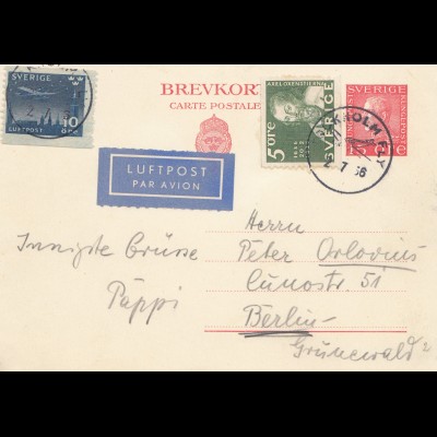 Schweden: 1956: Luftpost nach Berlin