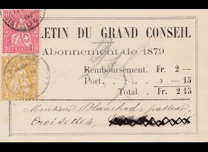 Schweiz: 1879: Buletin du Grand Conseil, Lausanne