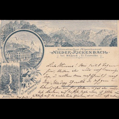 Schweiz: 1897: Ansichtskarte Nieder Rickenbach