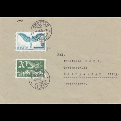 1938: Kempten/Zürich nach Weingarten