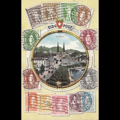 Schweiz: 1908: Ansichtskarte Luzern nach Stuttgart