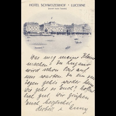 Schweiz: 1932: Ansichtskarte Luzern, Schweizerhof nach Kiel