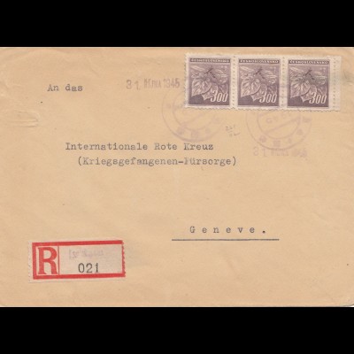 Tschecheslowakei: 1945: Einschreiben nach Genf