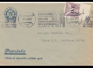 Tschecheslowakei: 1938: Brief aus Prag, Marke mit Teilzähnung