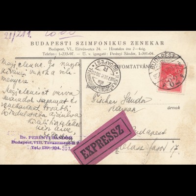 Ungarn: 1930: Budapest Eilbote