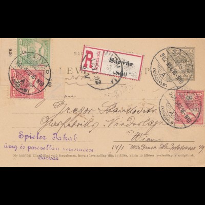 Ungarn: 1902: Einschreiben Sarvar nach Wien