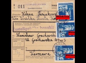GG: Inland Paketkarte Krzesk Krolowa, MeF nach Warschau