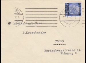 GG: Januar 1940, EF, portogerecht aus Warschau nach Posen