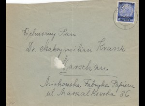 GG: Januar 1940, EF, portogerecht nach Warschau