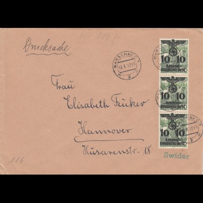 GG: Drucksache 100-250g von Swider nach Hannover, Brief offen