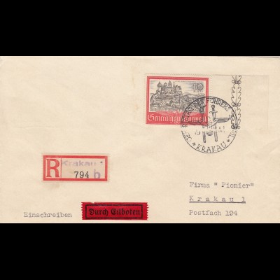 GG: Brief 10Zloty als Einschreiben/Eilboten mit Sonderstempel Geburtstag Führer