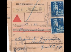 GG Inlandspaketkarte Nachnahme, seltenes Formular Borszcrow nach Kielce