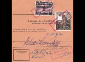 GG Postanweisung Mielec-Borowa, DP Ost 1, MiF, portogerecht, Postagentur