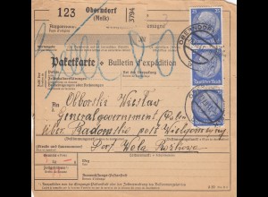 GG: DR-GG Paketkarte Oberndorf/Melk nach Wielgomlyniy, Verzollung, Zustellgeb.