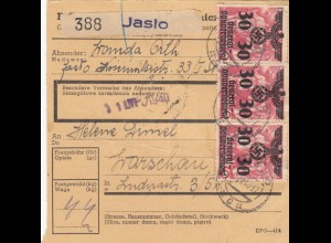 GG: Inlandspaketkarte Jaslo nach Warschau, MeF 30 Gr.