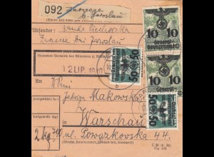 GG Inlandspaketkarte Zarzecze-Warschau, seltene MiF (#35)