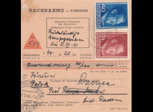 GG Inlandspaketkarte NN Krakau - Rawa Mazowiecka, seltenes Formular