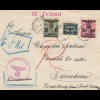 GG: SS-Feldpost Ostrow als Einschreiben, ohne Zettel, mit rücks. Vignette es lebe Groß-Deutschland