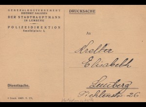 GG: Drucksache Postkarte Polizeidirektion Lemberg, Vorladung - Termin