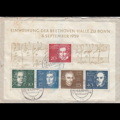 1960 Eilboten von Stuttgart nach England, rückseitig Beethoven Block