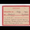 Eilnachricht /Lebenszeichen Postkarte rot, StdW. 4305 43, Karlsruhe nach Lahr