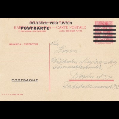 GG: Postsachenkarte Krakau nach Berlin