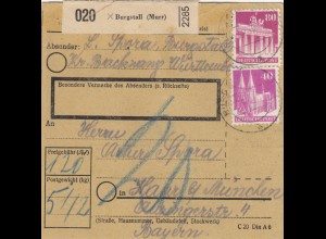 BiZone Paketkarte: 1948: Burgstall Murr nach Haar bei München, Nachgebühr