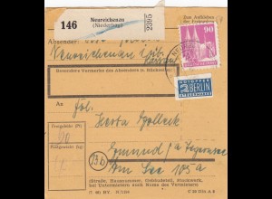 BiZone Paketkarte 1948: Neureichenau nach Gmund, Tegernsee