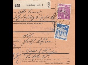 BiZone Paketkarte 1948: Landsberg nach Haar b. München