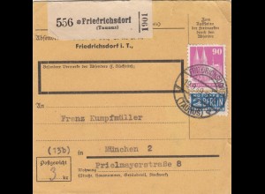 BiZone Paketkarte 1949: Friedrichsdorf nach München