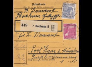 Paketkarte 1948: Bochum nach Post Haar b. München