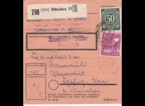 Paketkarte 1948: München nach Eglfing-Haar, Pflegeanstalt