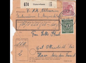 Paketkarte 1948: Unterwössen nach Ottendichl bei Haar