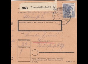 Paketkarte 1948: Traunstein in den Landkreis Haar